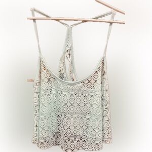 PINK Victoria’s Secret Mint Green Lace Tank Crop Top